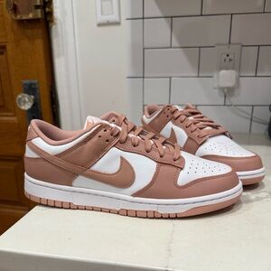 Women's Nike Dunk Low Sneakers - White and Rose Whisper size 10.5 NWT